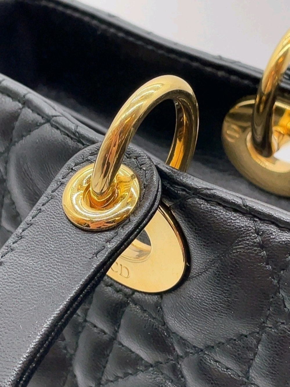 Dior Black Quilted Leather Lady Dior Top-Handle Bag - Picture 9 of 16